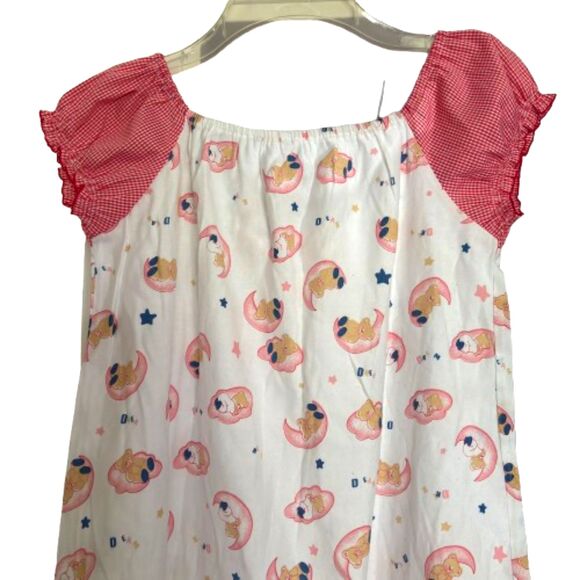 Gingham Check Trim Sleepy Teddy Bear Cottage Core Nightgown Woman's Med. #A - Picture 4 of 7